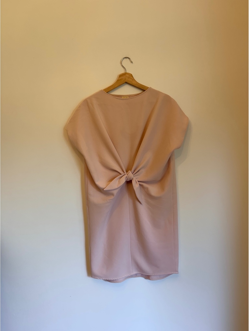Noemiah Blush Pink Front Tie Shift Dress XS/S Made in Canada Minimalist